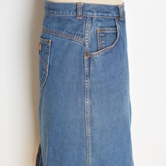 vintage 70s denim jean skirt GITANO blue a-line midi plus size 39.5 waist XL - Picture 5 of 9